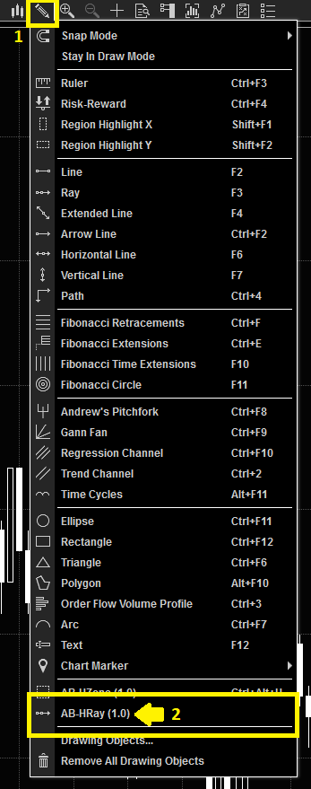 Drawing Tools drop-down menu
