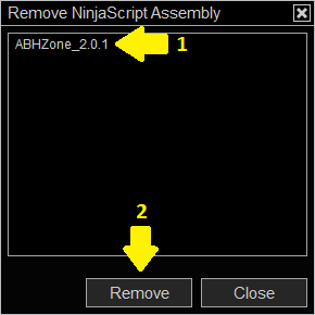 Remove NinjaScript Assembly dialog box
