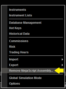 NinjaTrader control center
tools menu