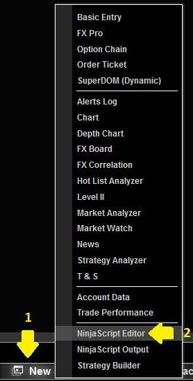 Open NinjaScript Editor