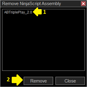 Remove NinjaScript Assembly dialog box
